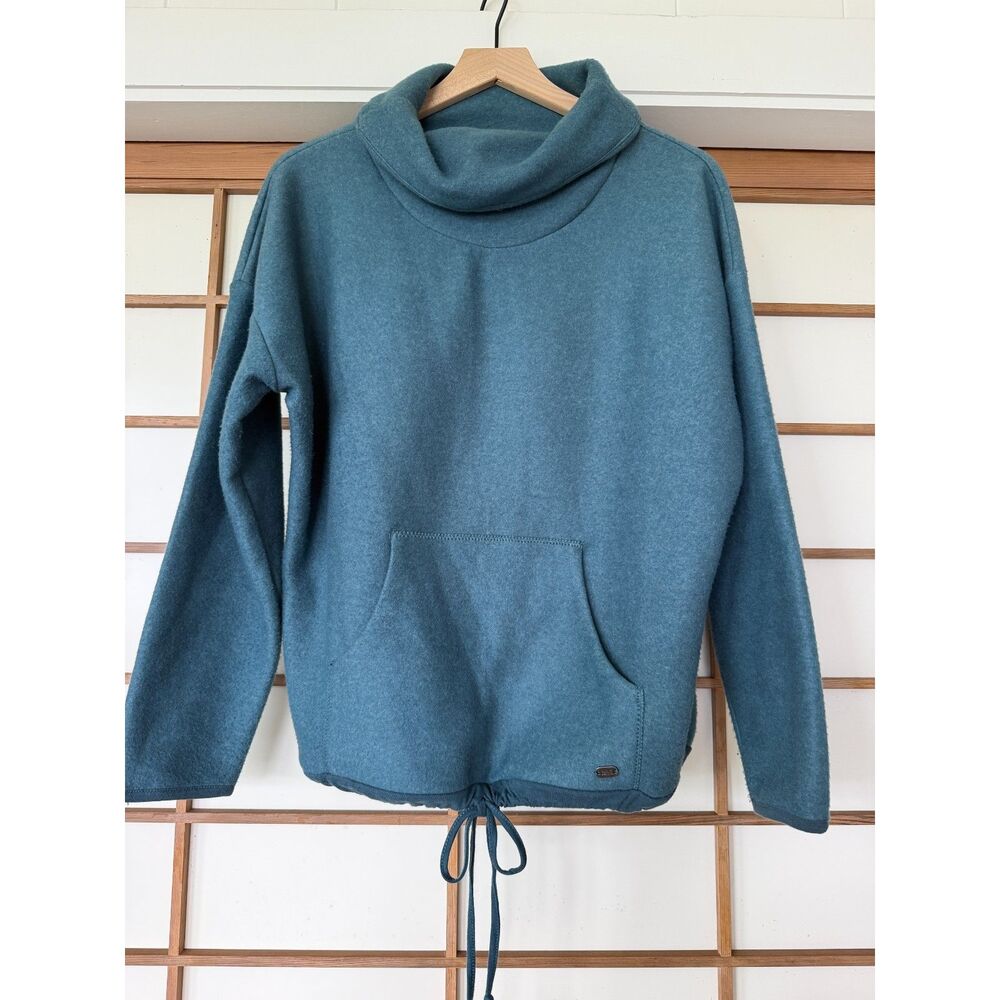Carve Designs Rowayton Cowl Neck Fleece Pullover Teal Blue Medium